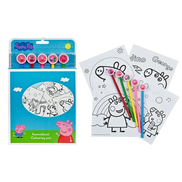 Peppa Pig, carte de colorat, set creativ