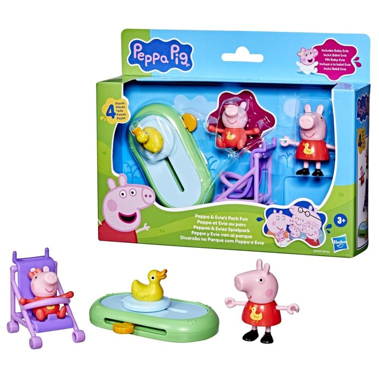 Peppa Pig, Peppa's & Evie's Park Fun, set de joaca cu figurine