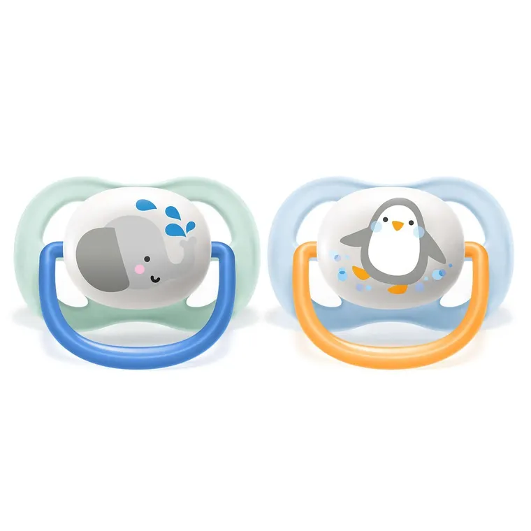 Philips Avent, Ultra Air, Animals, suzeta 0-6 luni pentru baieti, 2 buc.