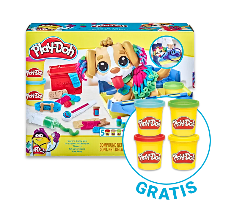 Play-Doh, Care 'n Carry Vet, set creativ + 4 cutii de plastilina GRATUIT, set promotional