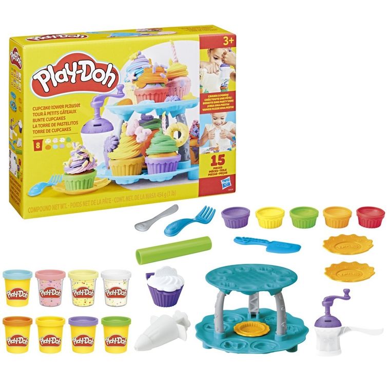 Play-Doh, Cupcake Tower, set creativ, 8 cutie cu plastilina