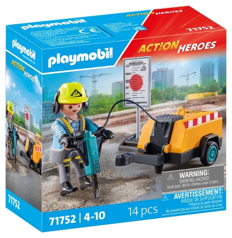 Playmobil, Action Heroes, Constructor cu ciocan pneumatic, 71752