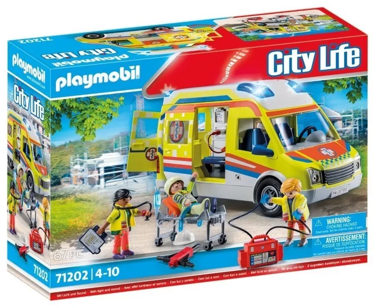 Playmobil, City Life, Ambulanta cu lumini si sunete, 71202