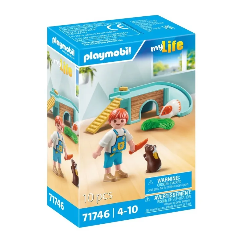 Playmobil, My Life, Baiat cu porcusor de Guineea, 71746