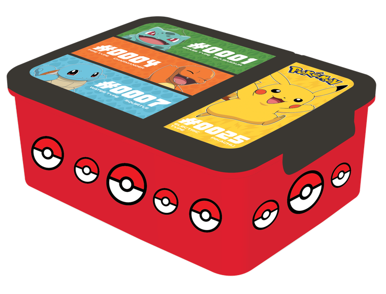 Pokemon, cutie pentru pranz din trei piese, rosu