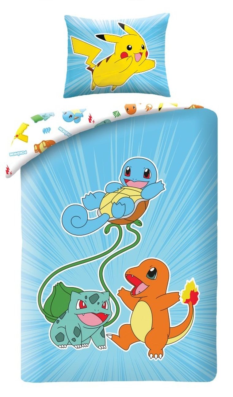 Pokemon, set lenjerie de pat single, 140-200 cm