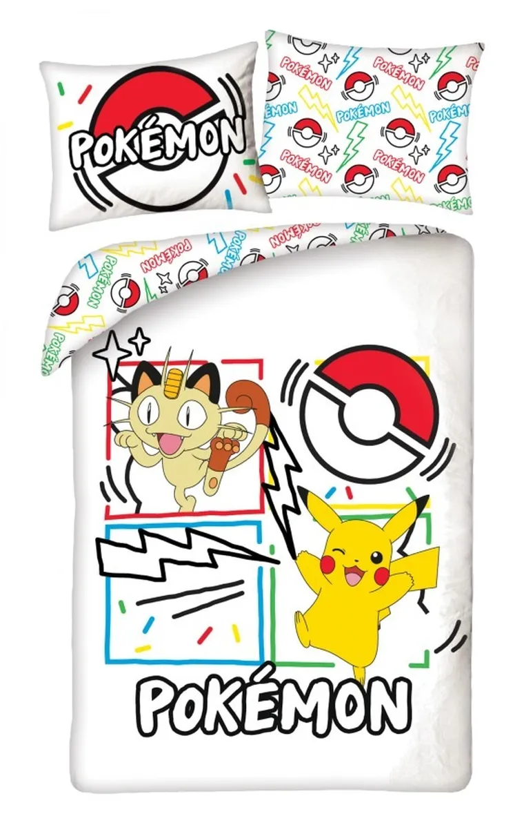 Pokemon, set lenjerie de pat single, 140-200 cm