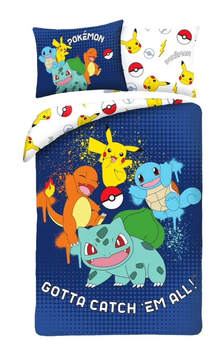 Pokemon, set lenjerie de pat single, 140-200 cm