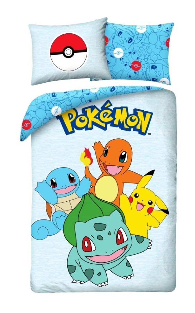 Pokemon, set lenjerie de pat single, 140-200cm