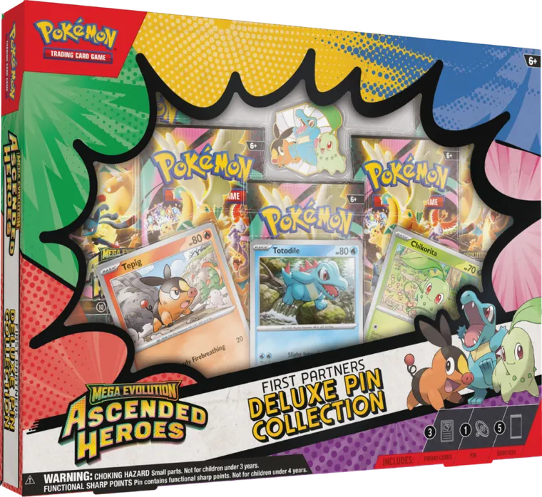 Pokemon TCG: Mega Evolution, Ascended Heroes, Deluxe Pin Collection, First Partners, supliment de joc
