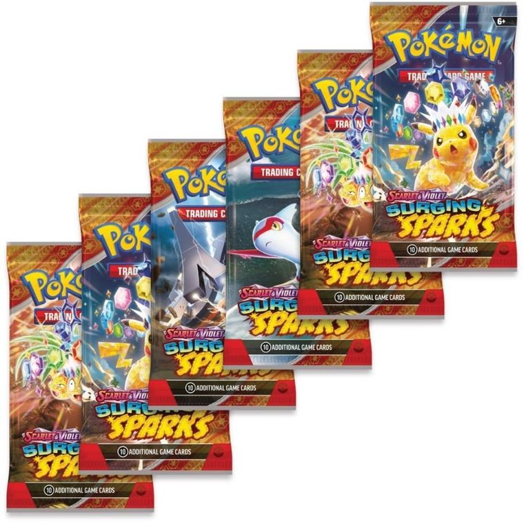 Pokemon TCG: Scarlet & Violet, Surging Sparks, Booster, joc de carti, add-on, 1 buc.