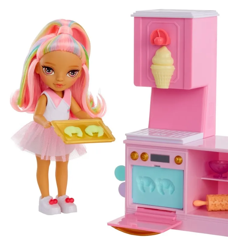 Rainbow High, Littles Dolls, Dessert Shop, Kandy, papusa fashion cu accesorii