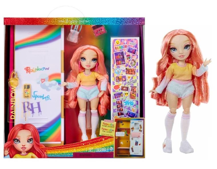 Rainbow High, Locker and Pinkly Paige, papusa fashion cu dulap