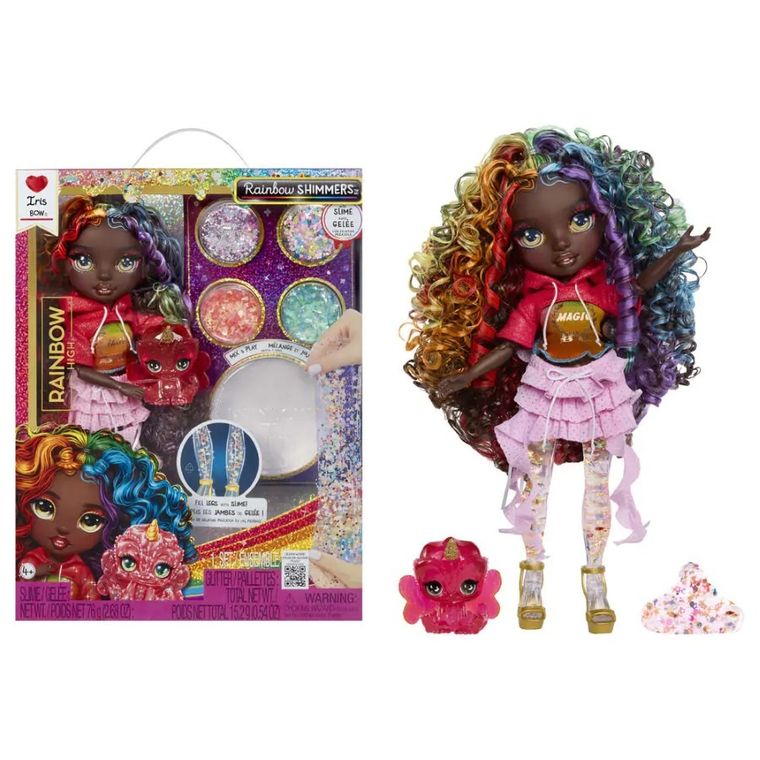 Rainbow High, Shimmers with Slime, Iris, papusa fashion cu plastilina
