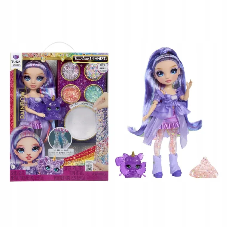 Rainbow High, Shimmers with Slime, Violet, papusa fashion cu plastilina