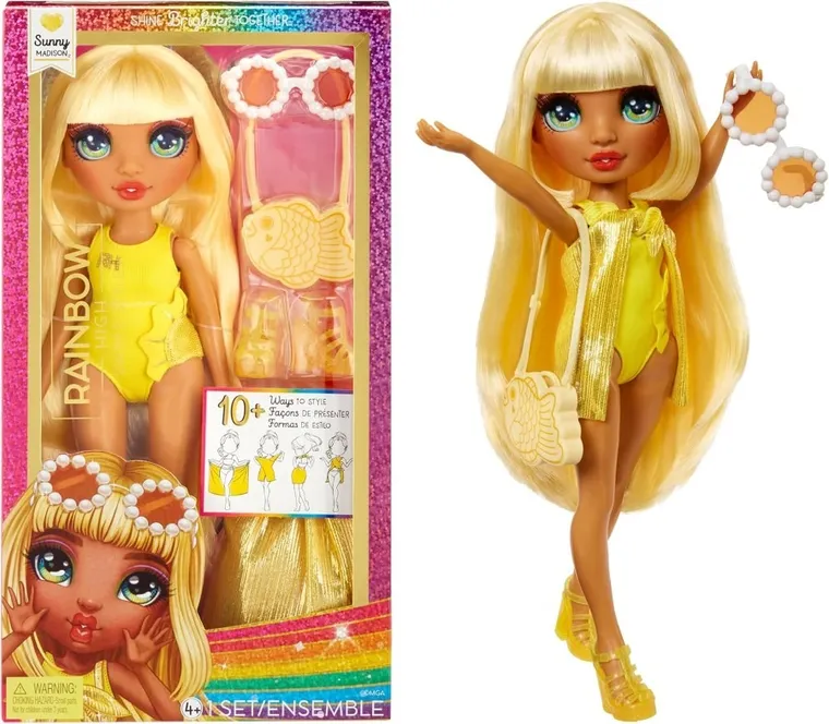 Rainbow High, Swim & Style Fashion Doll, Sunny, papusa fashion