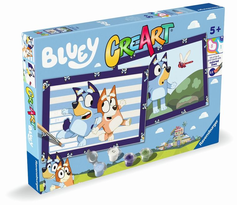 Ravensburger, CreArt, Bluey, pictura dupa numere, set creativ
