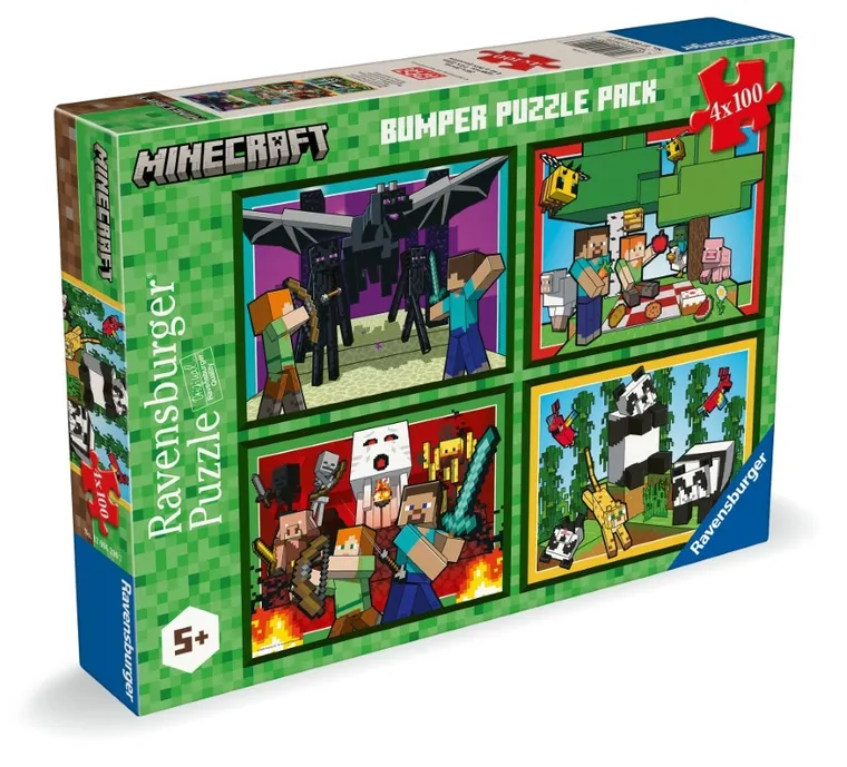 Ravensburger, Minecraft, puzzle, 4-100 piese