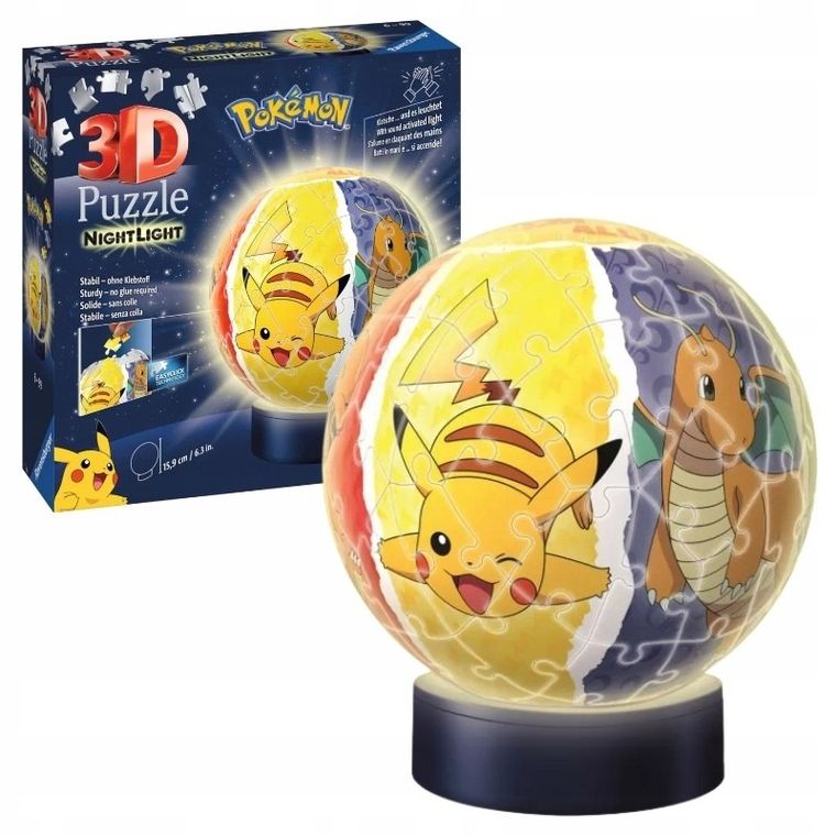 Ravensburger, Pokemon, bila cu lumina, puzzle 3D, 72 piese