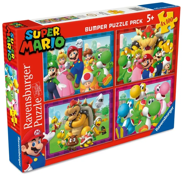 Ravensburger, Super Mario, puzzle, 4-100 piese