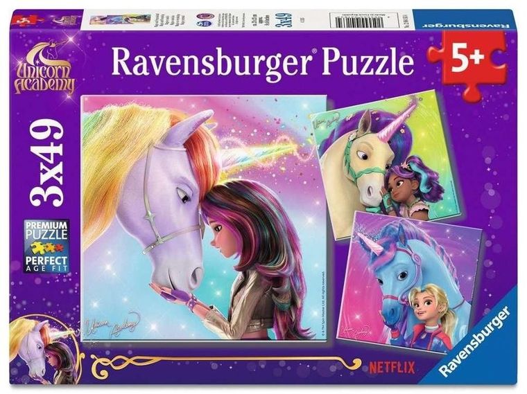 Ravensburger, Unicorn Academy, puzzle, 3-49 piese