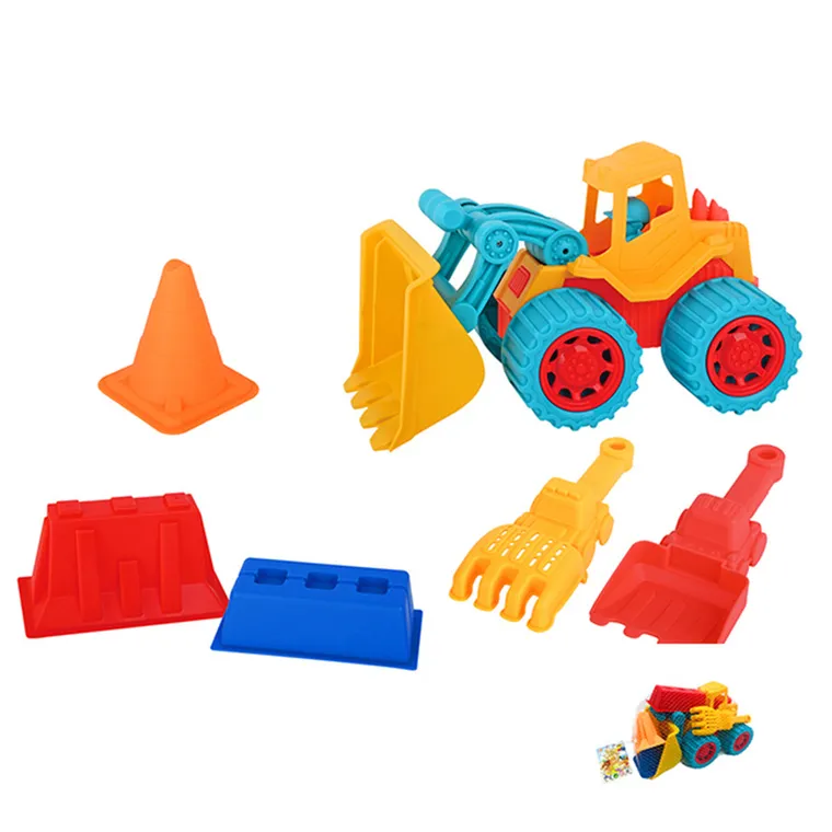 Santier, set pentru nisip, forme si excavator, 6 elemente