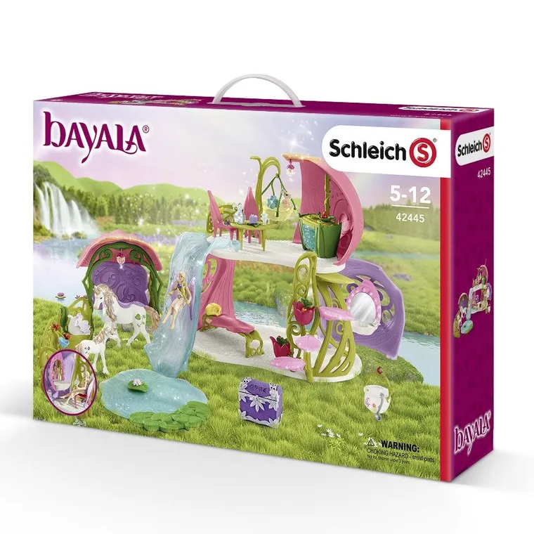 Schleich, Bayala, Casuta stralucitoare cu flori si unicorni, set, 42445