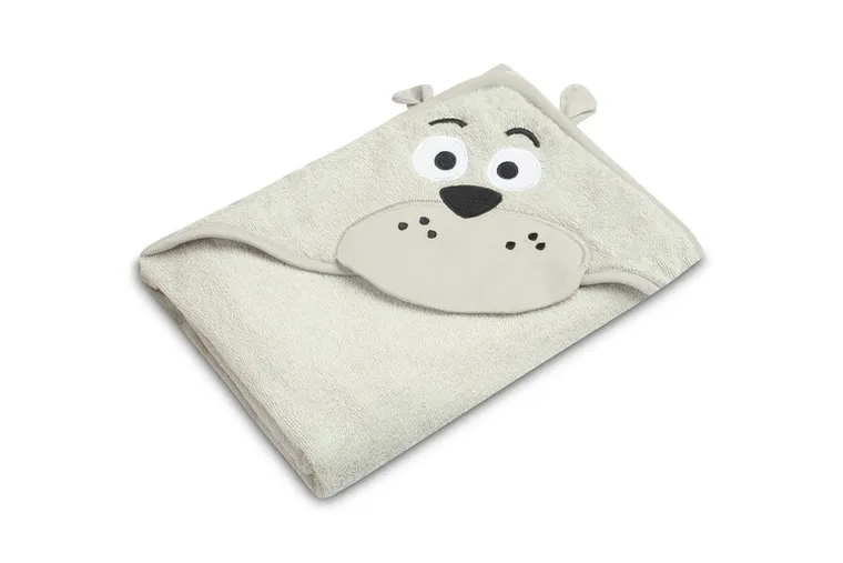 Sensillo, Water Friends, husa de baie moale cu aplicatie 3D, Ursulet, gri, 100-100 cm