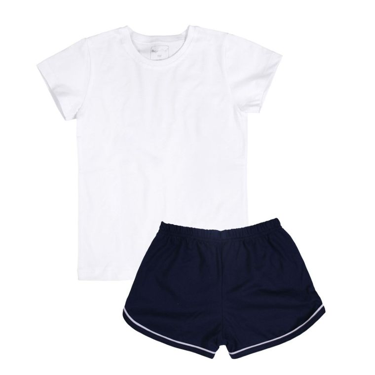 Set pentru fete, Tricou, Pantaloni scurti, alb-bleumarin, Tup Tup