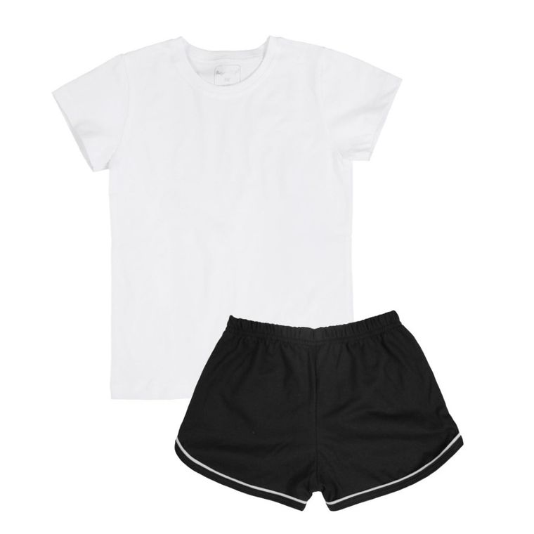 Set pentru fete, Tricou, Pantaloni scurti, alb-negru, Tup Tup