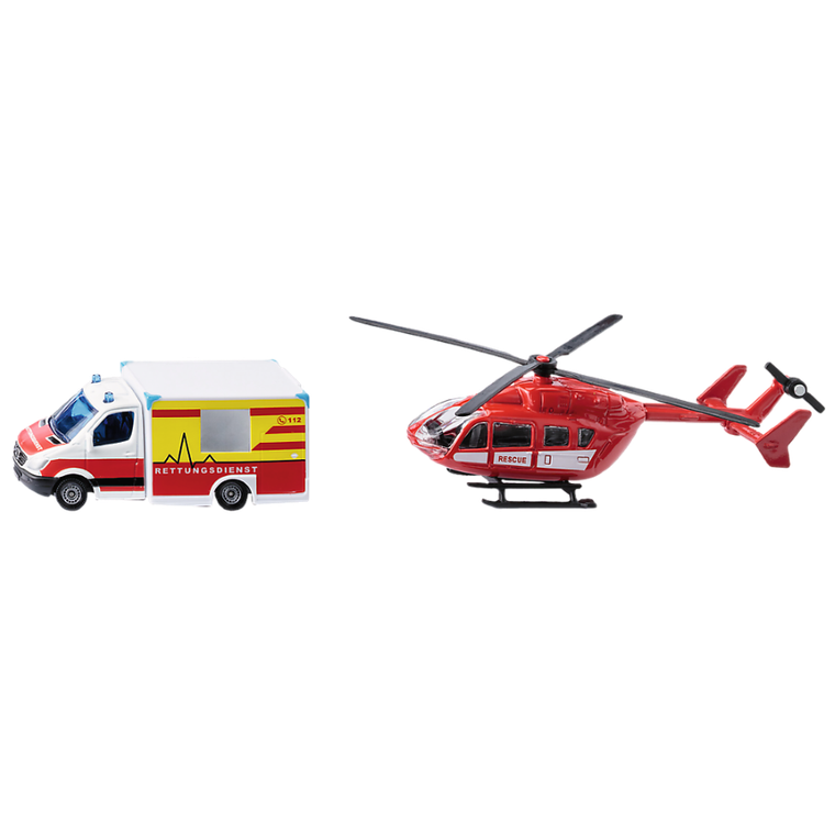 Siku Super, Mercedes-Benz Ambulans + Elicopter de salvare, set, 1748