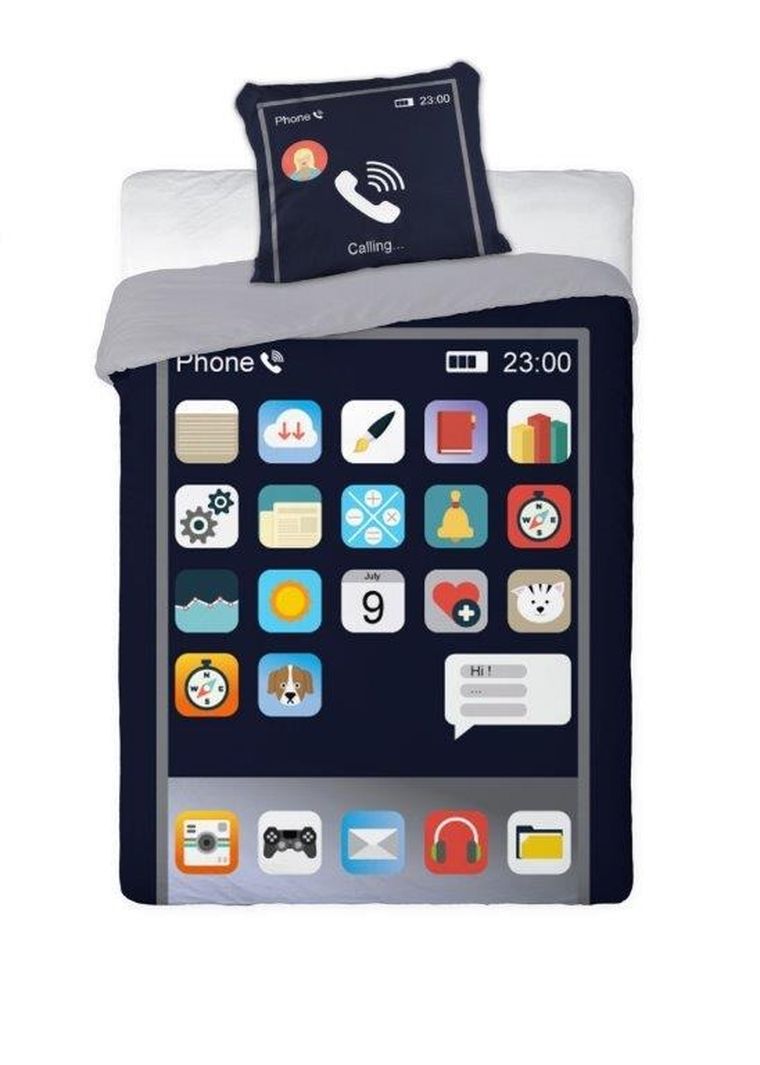 Smartphone, set lenjerie de pat single, 140-200 cm
