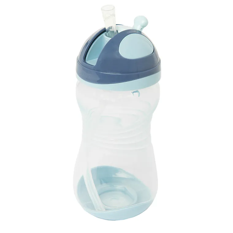 Smiki, biberon cu pai pliabil, albastru, 450 ml