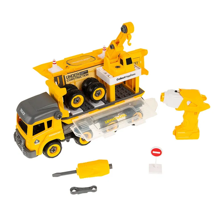 Smiki, camion de transport cu sunete, surubelnita, set