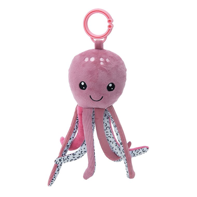 Smiki, Caracatita, jucarie de plus cu agatatoare, roz, 24 cm