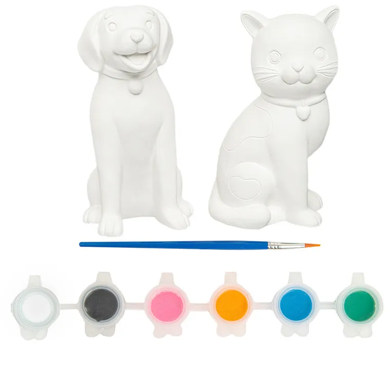 Smiki, Catel si pisica, figurine de pictat, set creativ