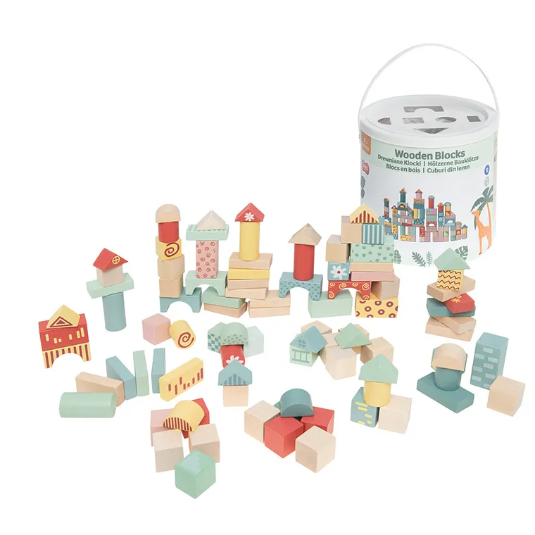 Smiki, cuburi de lemn, 100 buc.