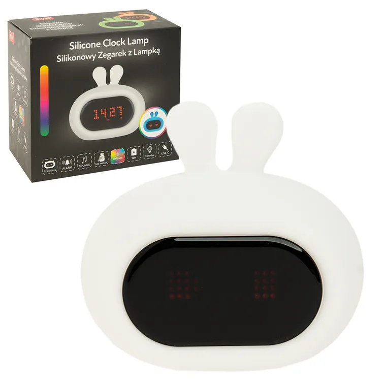 Smiki, Iepuras, lampa din silicon cu LED si ceas