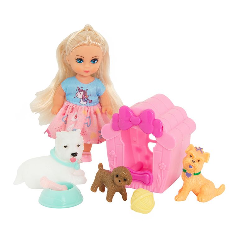 Smiki, Lili, papusa mica si catelusi, set cu accesorii