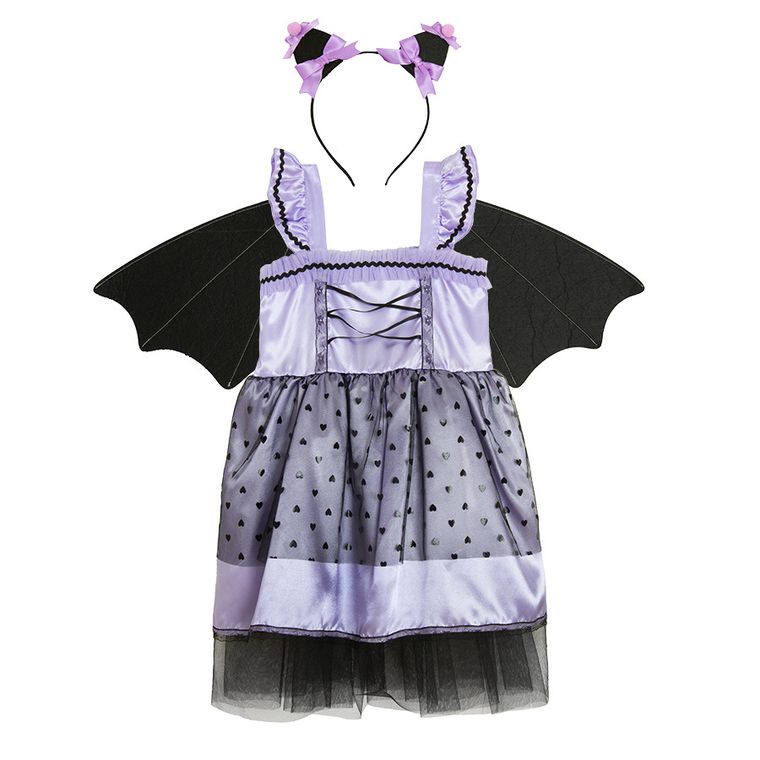 Smiki, Liliac, rochie cu bentita si aripi, costum pentru copii, violet