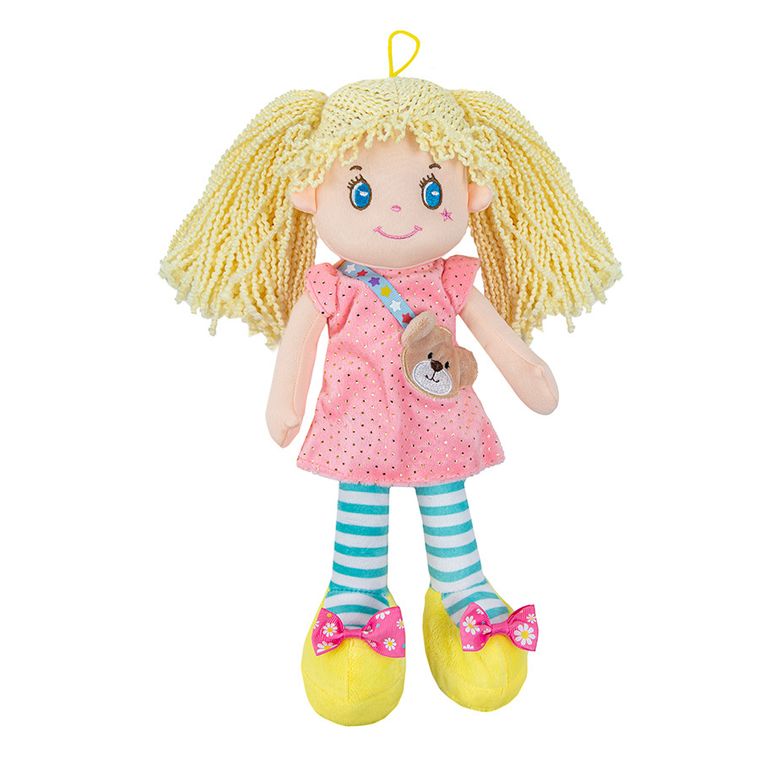 Smiki, papusa textila in rochita cu parul blond, 36 cm