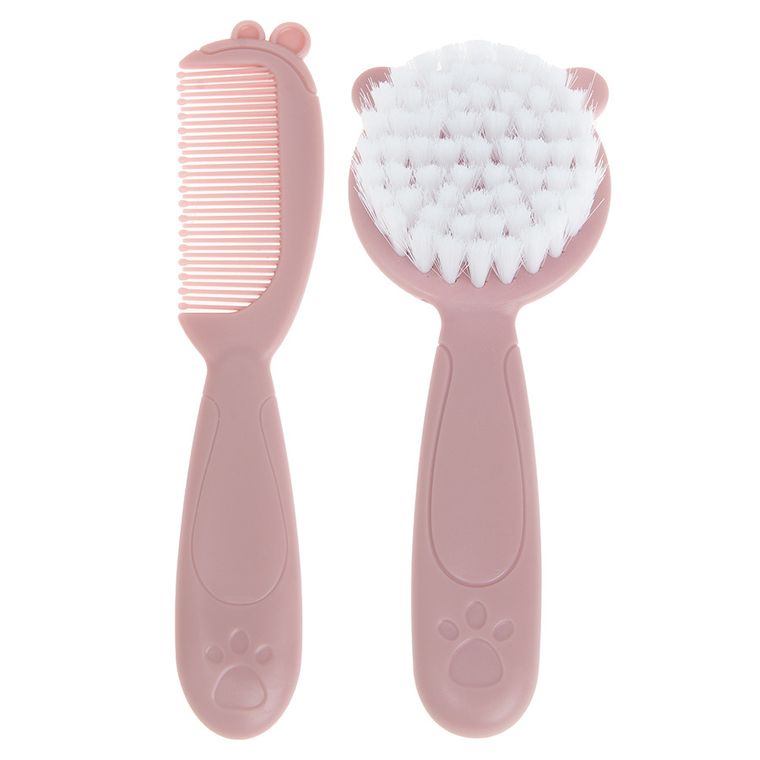 Smiki, perie si pieptan, set de ingrijire a parului, roz