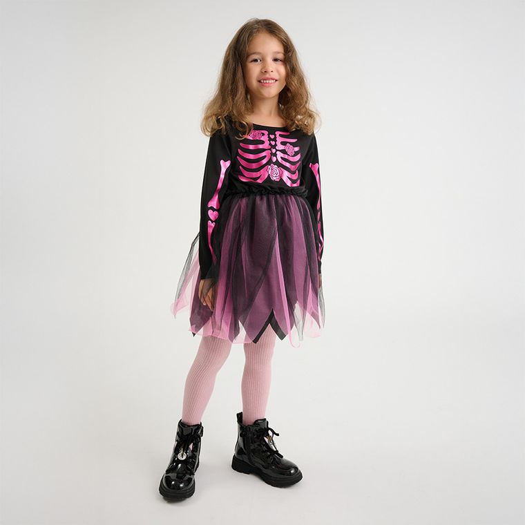 Smiki, Schelet, costum pentru copii, negru-roz, 5-6 ani