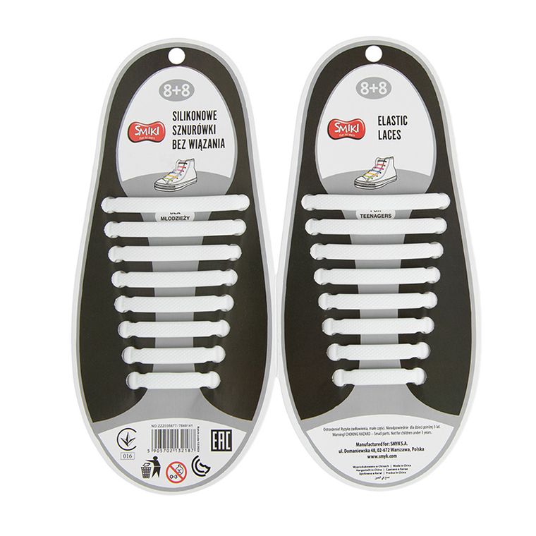 Smiki, sireturi din silicon fara legare, 8+8 alb