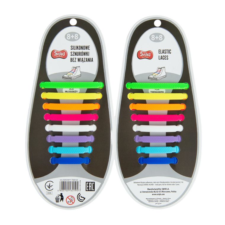 Smiki, sireturi din silicon fara legare, 8+8 colorate