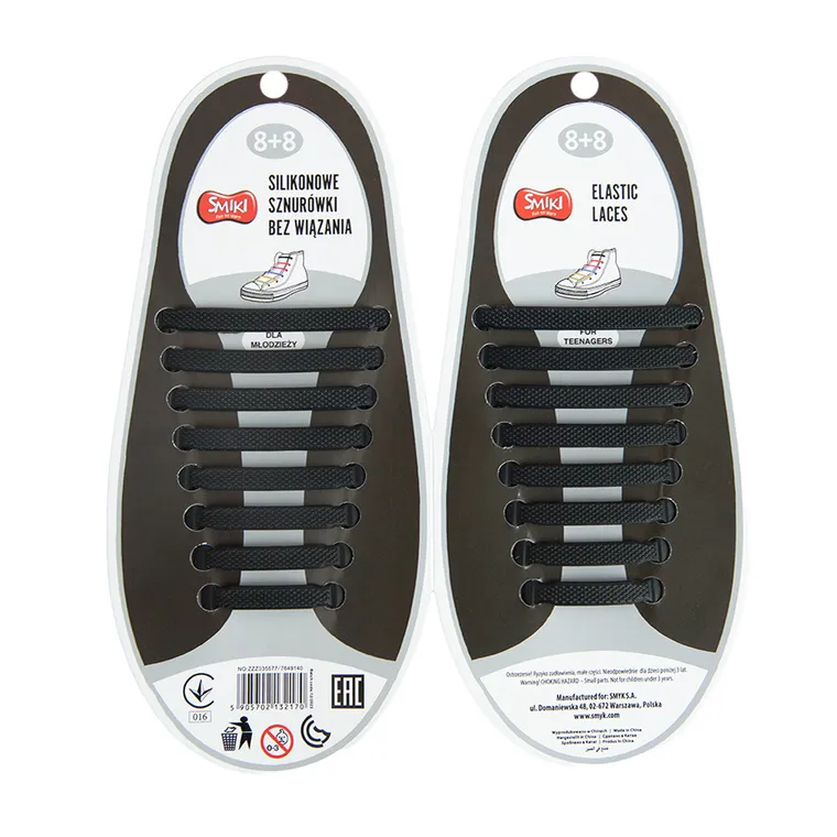 Smiki, sireturi din silicon fara legare, 8+8 negru