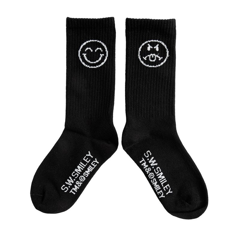 Sosete negre S.W.Smiley unisex NOWEAR