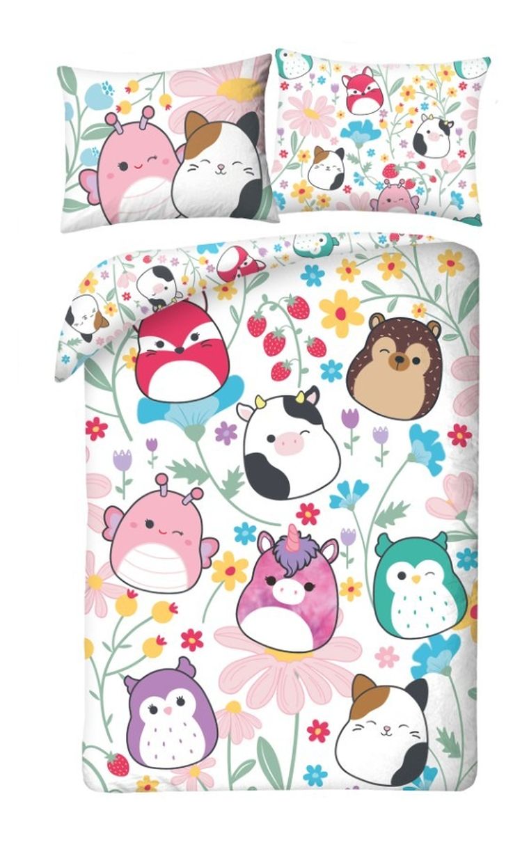 Squishmallow, set lenjerie de pat single, 140-200 cm