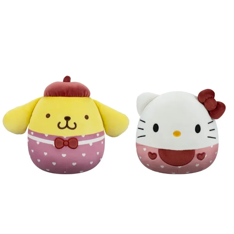 Squishmallows, Hello Kitty and Friends, Hello Kitty cu Pompompurin, set de jucarii de plus, 20 cm