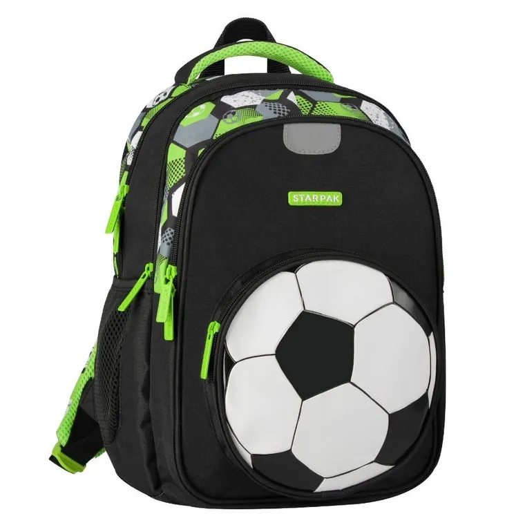 Starpak, rucsac pentru scoala, cu 3 compartimente, Football Green